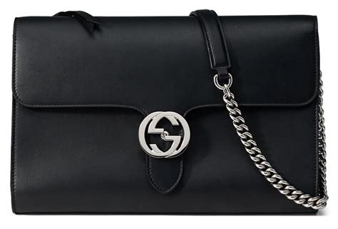 gucci interlocking polished leather shoulder bag black|Gucci matelasse leather shoulder bag.